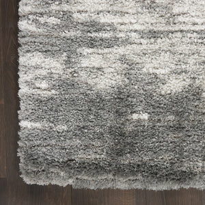 HomeRoots 4' Charcoal and Ivory Abstract Shag Area Rug - Soft, Stylish, Stain-Resistant for Modern Living Spaces 5' X 7' 551106