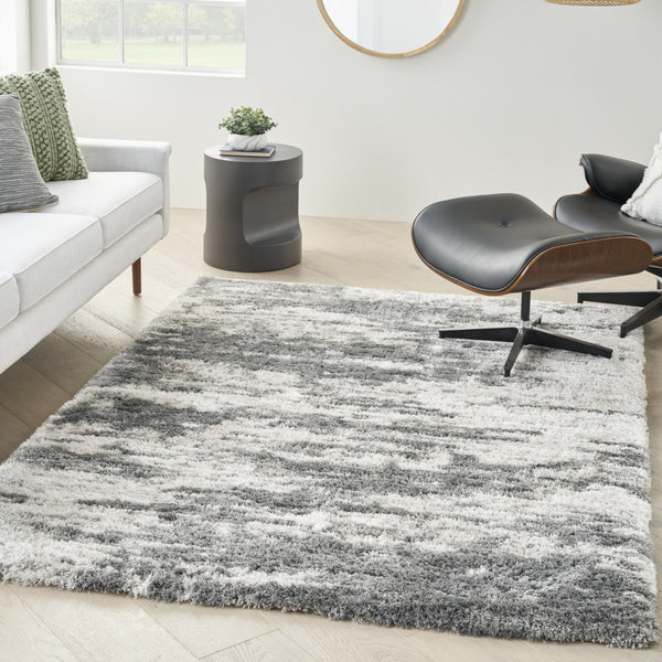 Homeroots 5' X 7' Charcoal And Ivory Abstract Shag Area Rug  Polyester 551106