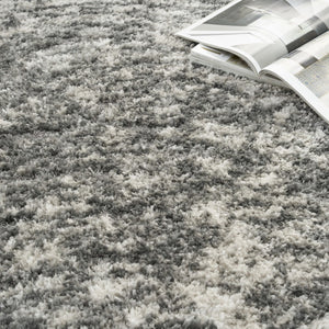 HomeRoots 4' Charcoal and Ivory Abstract Shag Area Rug - Plush, Modern Design for Cozy, Stylish Interiors 5' X 7' 551107