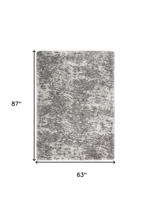 Homeroots 5' X 7' Charcoal And Ivory Abstract Shag Area Rug  Polyester 551107
