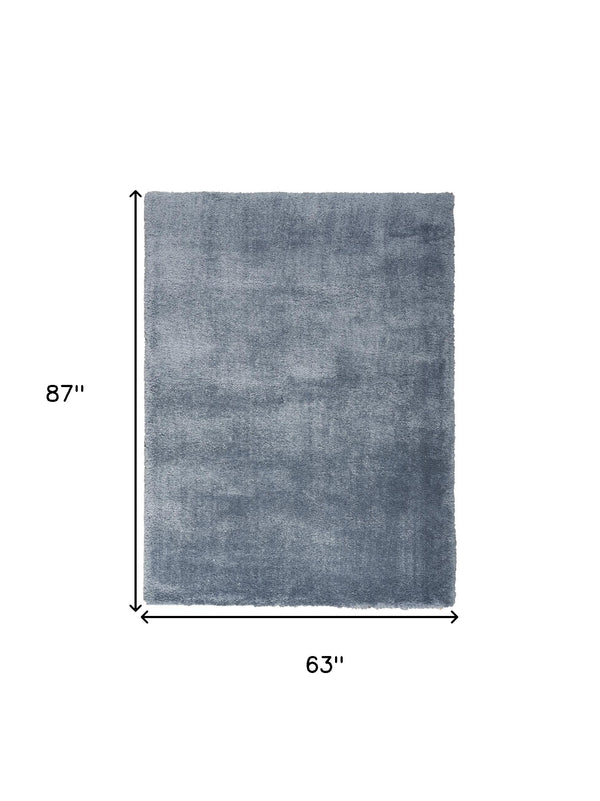 Homeroots 5' X 7' Blue Shag Area Rug  Polyester 551108