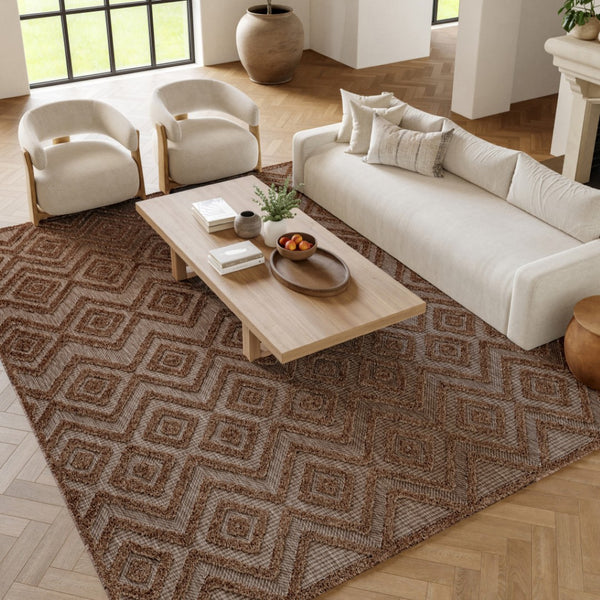 HomeRoots 8' X 10' Geometric Indoor Outdoor Area Rug - Durable, Stylish Design for High-Traffic Spaces & Patios 551109