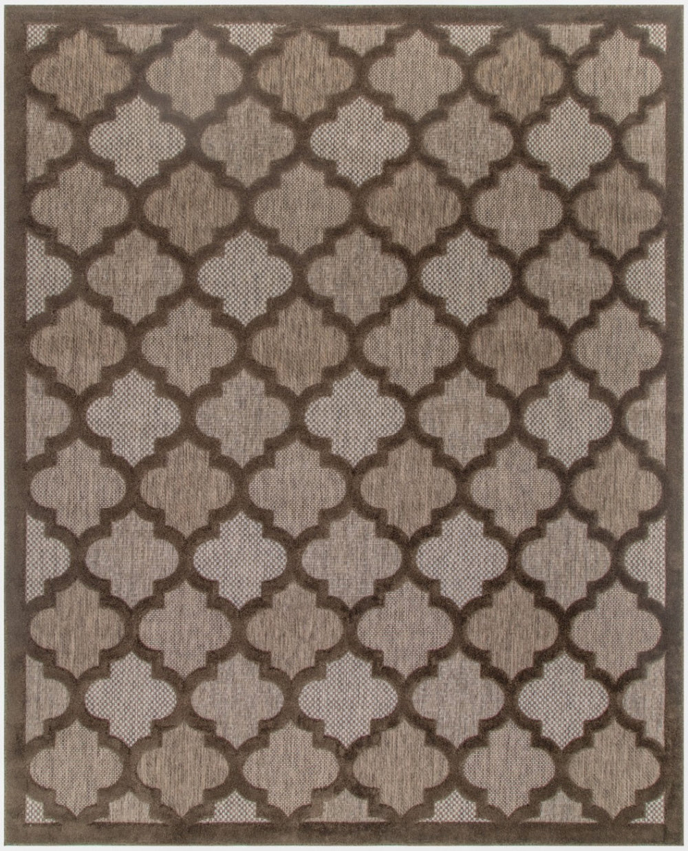 HomeRoots 8' Trellis Area Rug - Dark & Light Brown, Durable Indoor/Outdoor Design, Perfect for High-Traffic Spaces 551110
