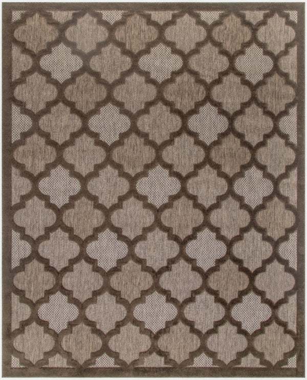 HomeRoots 8' Trellis Area Rug - Dark & Light Brown, Durable Indoor/Outdoor Design, Perfect for High-Traffic Spaces 551110