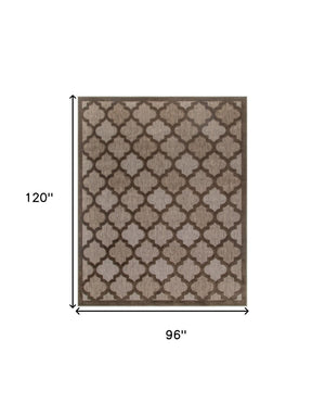 HomeRoots 8' Trellis Area Rug - Dark & Light Brown, Durable Indoor/Outdoor Design, Perfect for High-Traffic Spaces 551110