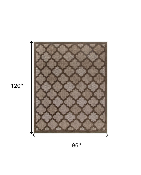 HomeRoots 8' Trellis Area Rug - Dark & Light Brown, Durable Indoor/Outdoor Design, Perfect for High-Traffic Spaces 551110