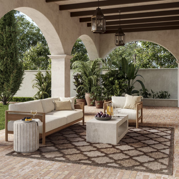 HomeRoots 8' Trellis Area Rug - Dark & Light Brown, Durable Indoor/Outdoor Design, Perfect for High-Traffic Spaces 551110