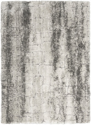Homeroots 5' X 7' Charcoal And Ivory Abstract Shag Area Rug  Polyester 551111