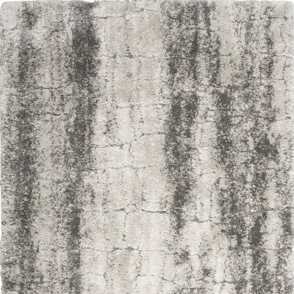 Homeroots 5' X 7' Charcoal And Ivory Abstract Shag Area Rug  Polyester 551111