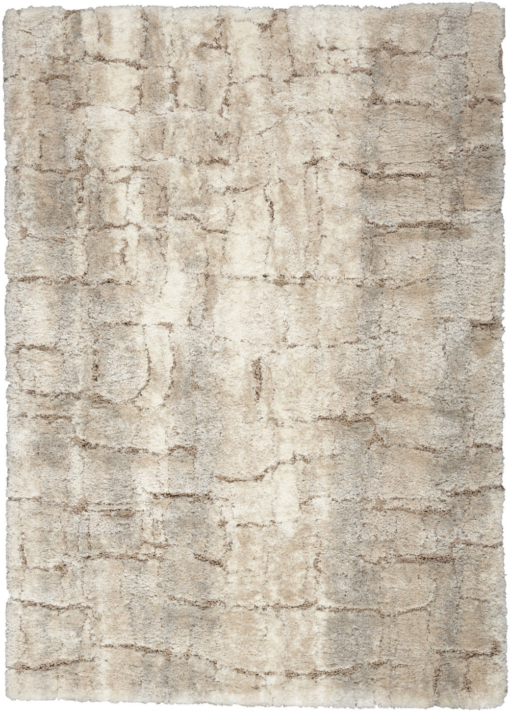 Homeroots 5' X 7' Beige And Ivory Abstract Shag Area Rug  Polyester 551113