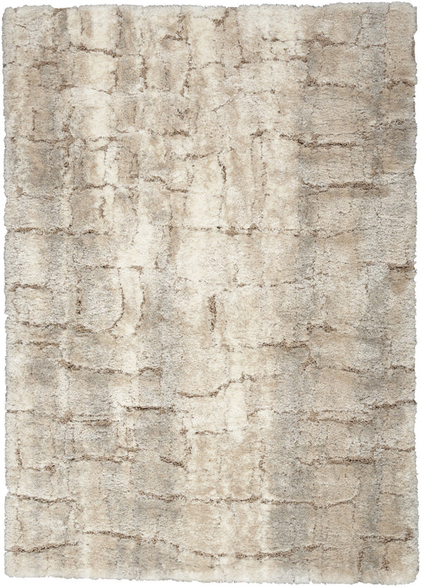 Homeroots 5' X 7' Beige And Ivory Abstract Shag Area Rug  Polyester 551113