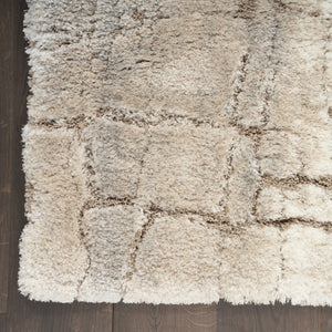 HomeRoots 5' Beige and Ivory Abstract Shag Area Rug - Luxurious, Cozy Texture Perfect for Any Room's Decor 5' X 7' 551113