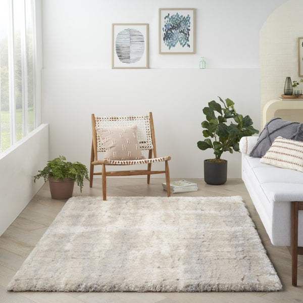 HomeRoots 5' Beige and Ivory Abstract Shag Area Rug - Luxurious, Cozy Texture Perfect for Any Room's Decor 5' X 7' 551113