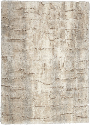 Homeroots 5' X 7' Beige And Ivory Abstract Shag Area Rug  Polyester 551113