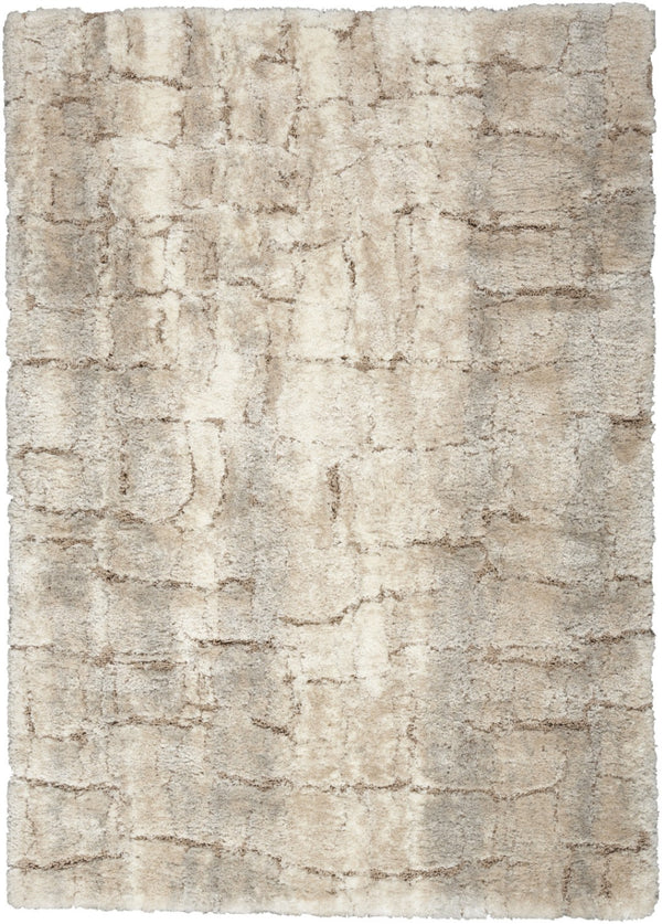 HomeRoots 5' Beige and Ivory Abstract Shag Area Rug - Luxurious, Cozy Texture Perfect for Any Room's Decor 5' X 7' 551113