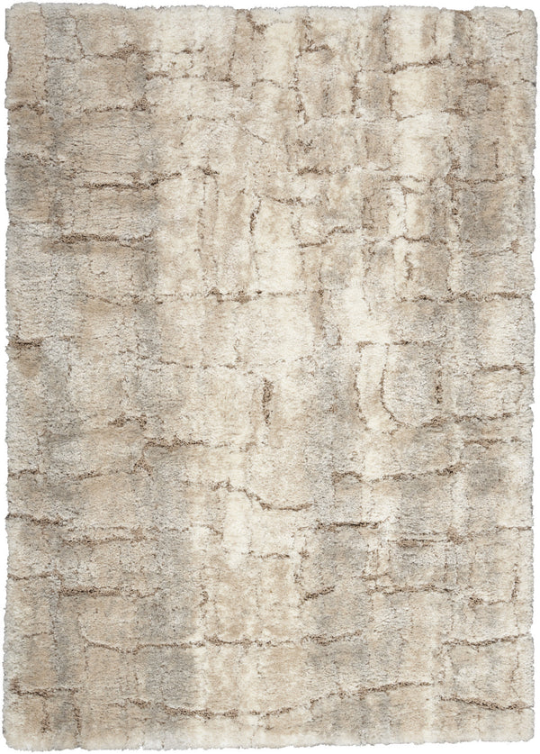 Homeroots 5' X 7' Beige And Ivory Abstract Shag Area Rug  Polyester 551113