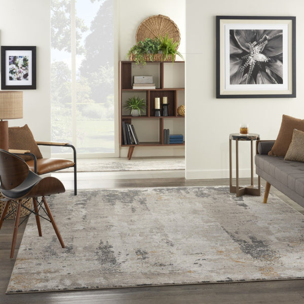 HomeRoots 4' Cream Black and Gray Abstract Area Rug – Modern, Durable Design for Cozy Spaces and Noise Reduction 8' X 10' 551115