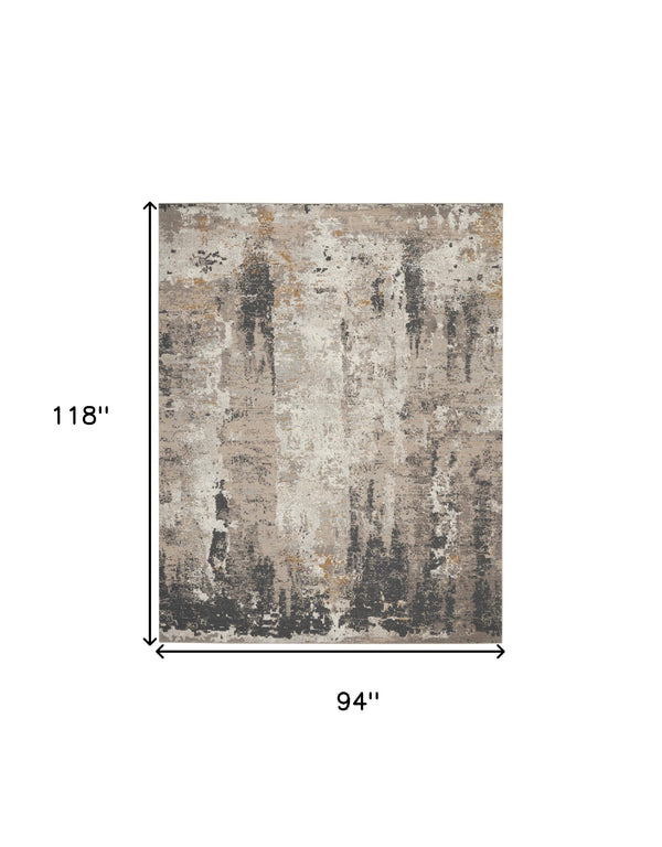 Homeroots 8' X 10' Cream Black And Gray Abstract Area Rug  Polypropylene,Polyester 551115