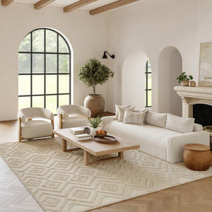 HomeRoots 8' X 10' Cream and Beige Geometric Area Rug for Indoor/Outdoor Use – Durable, Low-Maintenance Style 551116