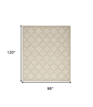 HomeRoots 8' X 10' Cream and Beige Trellis Rug - Stylish Indoor/Outdoor Area Rug for Any Space, Easy Care! 551117