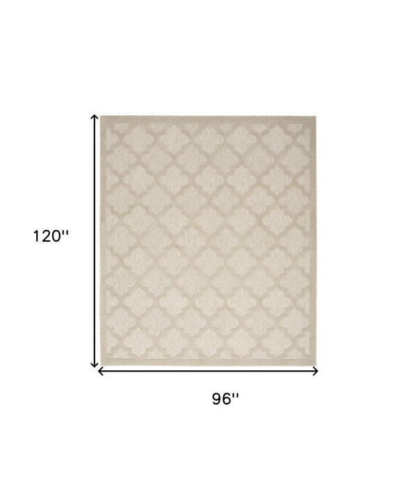 HomeRoots 8' X 10' Cream and Beige Trellis Rug - Stylish Indoor/Outdoor Area Rug for Any Space, Easy Care! 551117