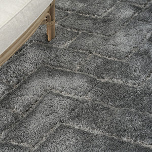 HomeRoots 5' Cozy Gray Chevron Shag Area Rug - Plush, Durable, Stain-Resistant Design for Modern Living Spaces 5' X 7' 551120