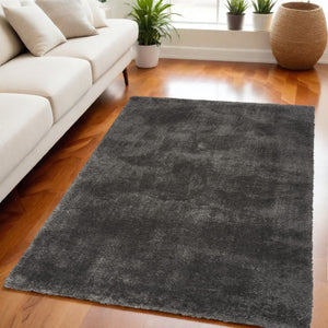 HomeRoots 4' Plush Gray Shag Area Rug – Soft, Durable, Stain-Resistant Design for Cozy Living Spaces 5' X 7' 551122
