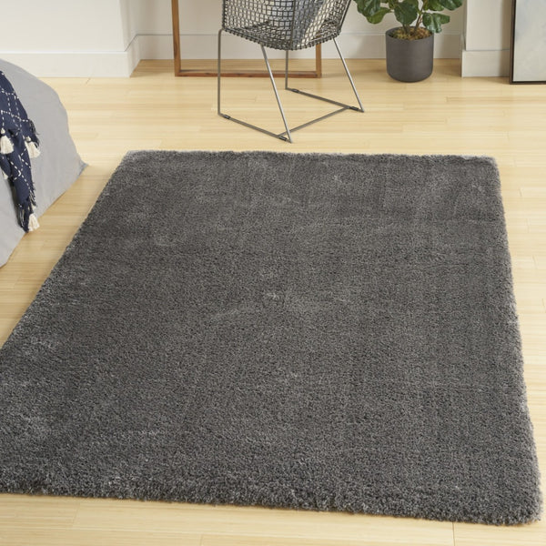 HomeRoots 4' Plush Gray Shag Area Rug – Soft, Durable, Stain-Resistant Design for Cozy Living Spaces 5' X 7' 551122