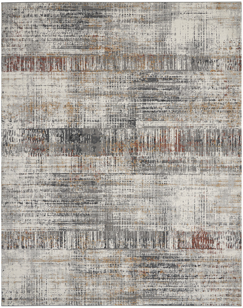 Homeroots 8' X 10' Ivory Gray And Golden Brown Abstract Area Rug  Polypropylene,Polyester 551125