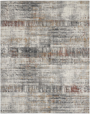 Homeroots 8' X 10' Ivory Gray And Golden Brown Abstract Area Rug  Polypropylene,Polyester 551125