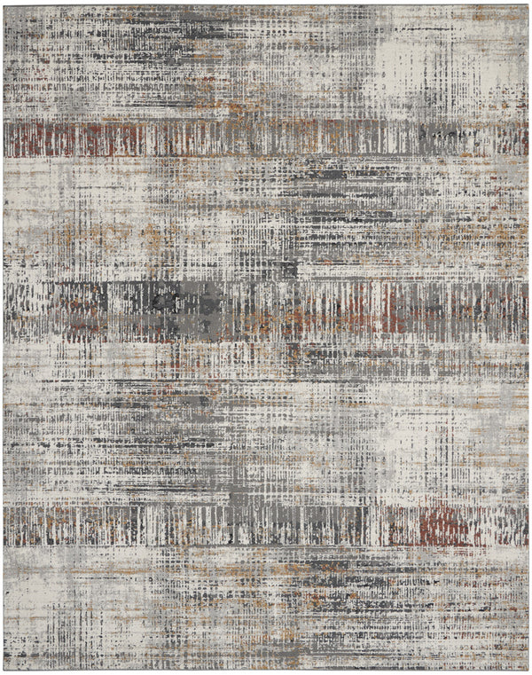 Homeroots 8' X 10' Ivory Gray And Golden Brown Abstract Area Rug  Polypropylene,Polyester 551125