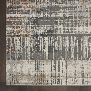 HomeRoots 4' Abstract Area Rug in Ivory, Gray, and Golden Brown - Modern Design for Home Comfort and Style 8' X 10' 551125