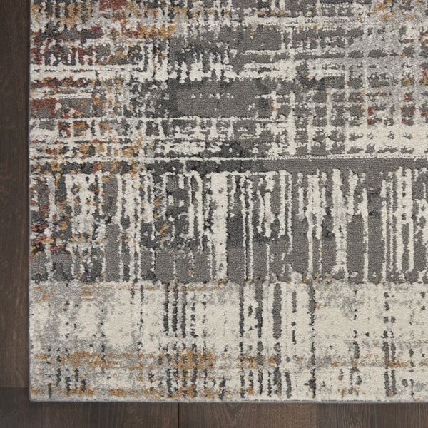 HomeRoots 4' Abstract Area Rug in Ivory, Gray, and Golden Brown - Modern Design for Home Comfort and Style 8' X 10' 551125