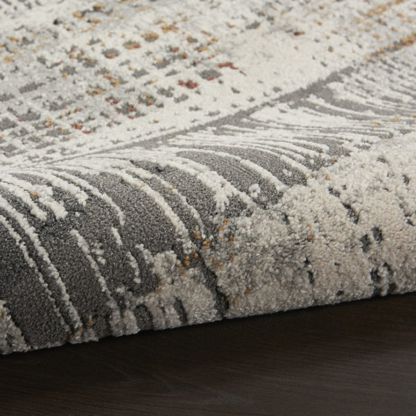 HomeRoots 4' Abstract Area Rug in Ivory, Gray, and Golden Brown - Modern Design for Home Comfort and Style 8' X 10' 551125