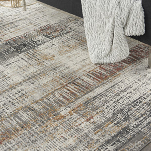 HomeRoots 4' Abstract Area Rug in Ivory, Gray, and Golden Brown - Modern Design for Home Comfort and Style 8' X 10' 551125