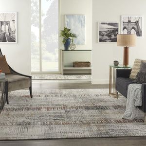 HomeRoots 4' Abstract Area Rug in Ivory, Gray, and Golden Brown - Modern Design for Home Comfort and Style 8' X 10' 551125
