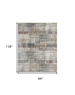 Homeroots 8' X 10' Ivory Gray And Golden Brown Abstract Area Rug  Polypropylene,Polyester 551125