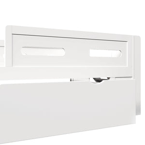 English Elm Wood Twin Platform Bed for Kids with Fence Guardrail and Under Storage Drawer White N709P385777K