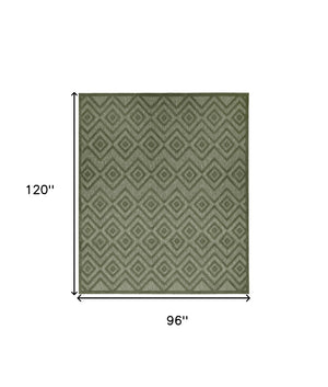 HomeRoots 8' X 10' Stylish Dark Green and Light Green Geometric Area Rug for Indoor & Outdoor Spaces 551130