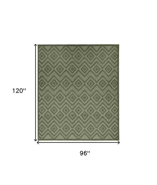 HomeRoots 8' X 10' Stylish Dark Green and Light Green Geometric Area Rug for Indoor & Outdoor Spaces 551130