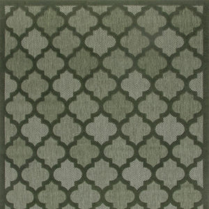 HomeRoots 8' X 10' Dark Green Trellis Area Rug – Durable Indoor/Outdoor Design for Elegant Living Spaces 551131