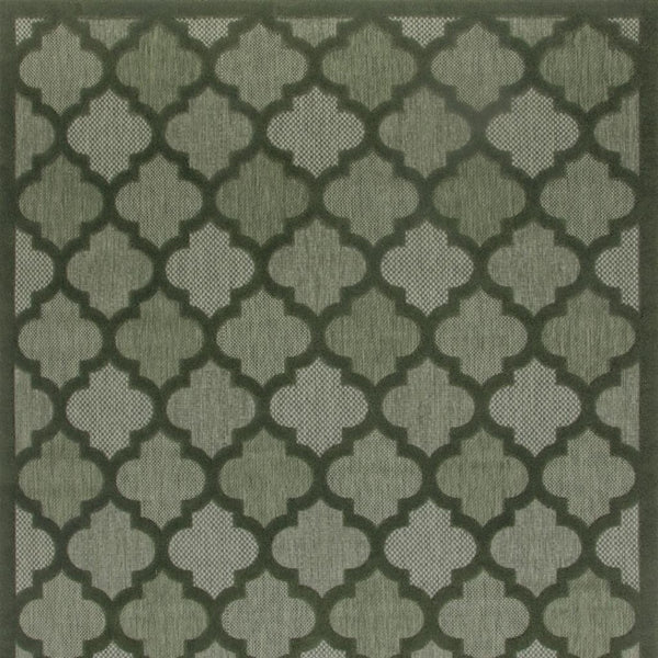 HomeRoots 8' X 10' Dark Green Trellis Area Rug – Durable Indoor/Outdoor Design for Elegant Living Spaces 551131