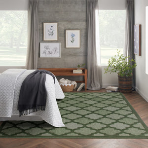 HomeRoots 8' X 10' Dark Green Trellis Area Rug – Durable Indoor/Outdoor Design for Elegant Living Spaces 551131