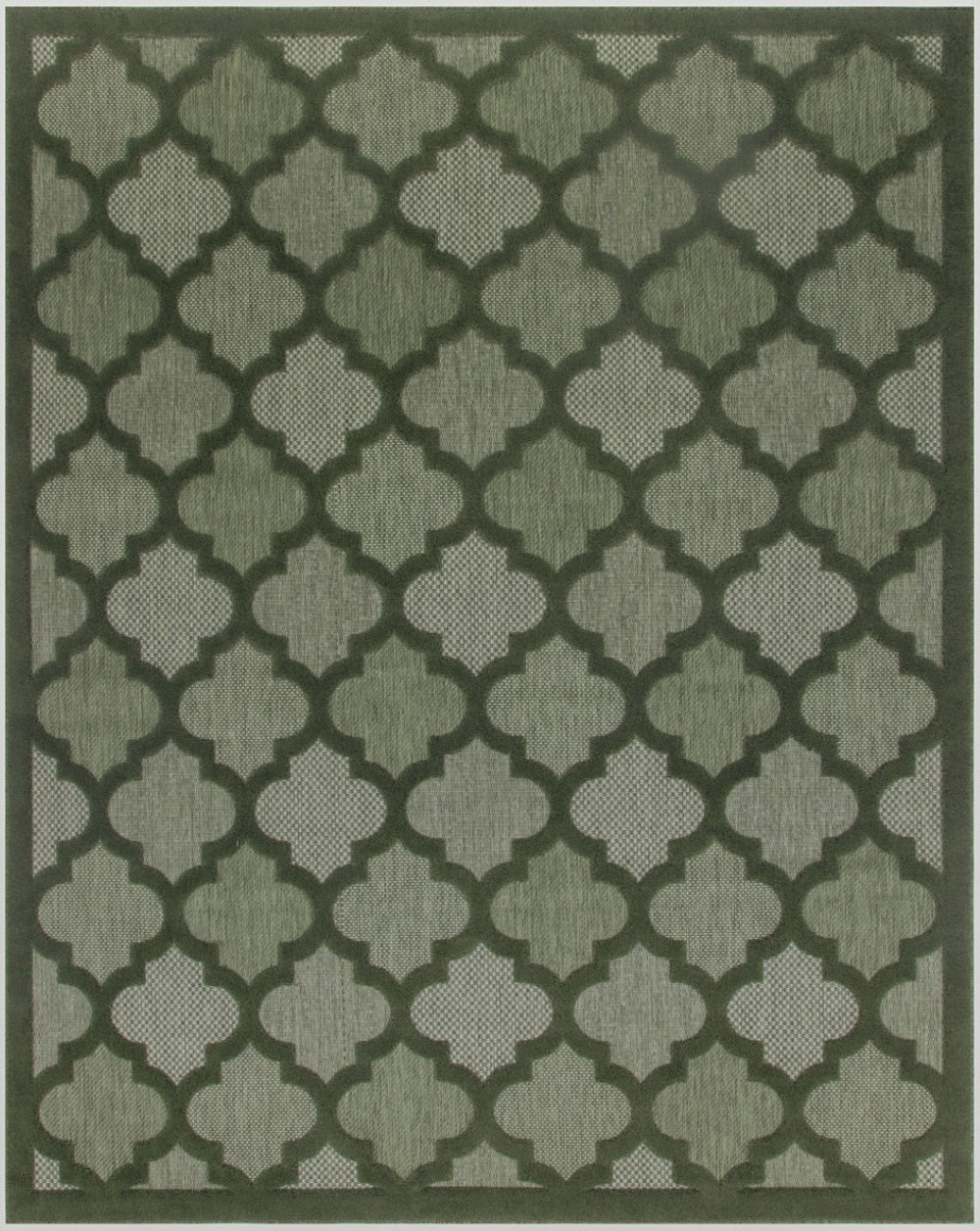 HomeRoots 8' X 10' Dark Green Trellis Area Rug – Durable Indoor/Outdoor Design for Elegant Living Spaces 551131
