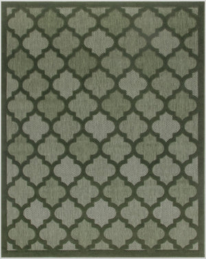 HomeRoots 8' X 10' Dark Green Trellis Area Rug – Durable Indoor/Outdoor Design for Elegant Living Spaces 551131