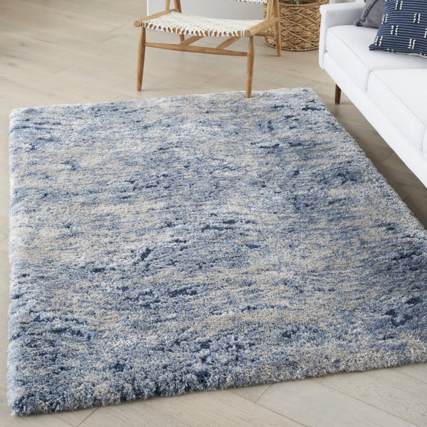Homeroots 5' X 7' Sky Blue Abstract Shag Area Rug  Polyester 551136