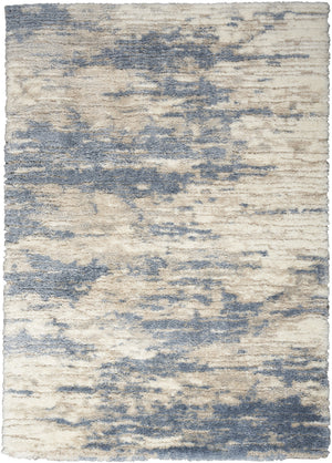 Homeroots 5' X 7' Light Blue Gray And Beige Abstract Shag Area Rug  Polyester 551137