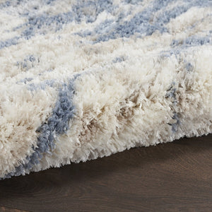 HomeRoots 5' Abstract Shag Area Rug in Light Blue, Gray & Beige - Plush, Durable, Stain-Resistant, Modern Style 5' X 7' 551137