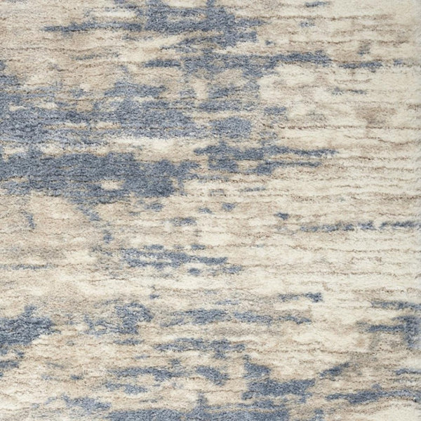 HomeRoots 5' Abstract Shag Area Rug in Light Blue, Gray & Beige - Plush, Durable, Stain-Resistant, Modern Style 5' X 7' 551137