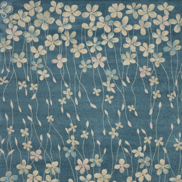 Homeroots 8' Turquoise And Cream Floral Area Rug - Durable, Stain-resistant Design For Stylish Comfort And Appeal 8' X 10' Polypropylene 551139